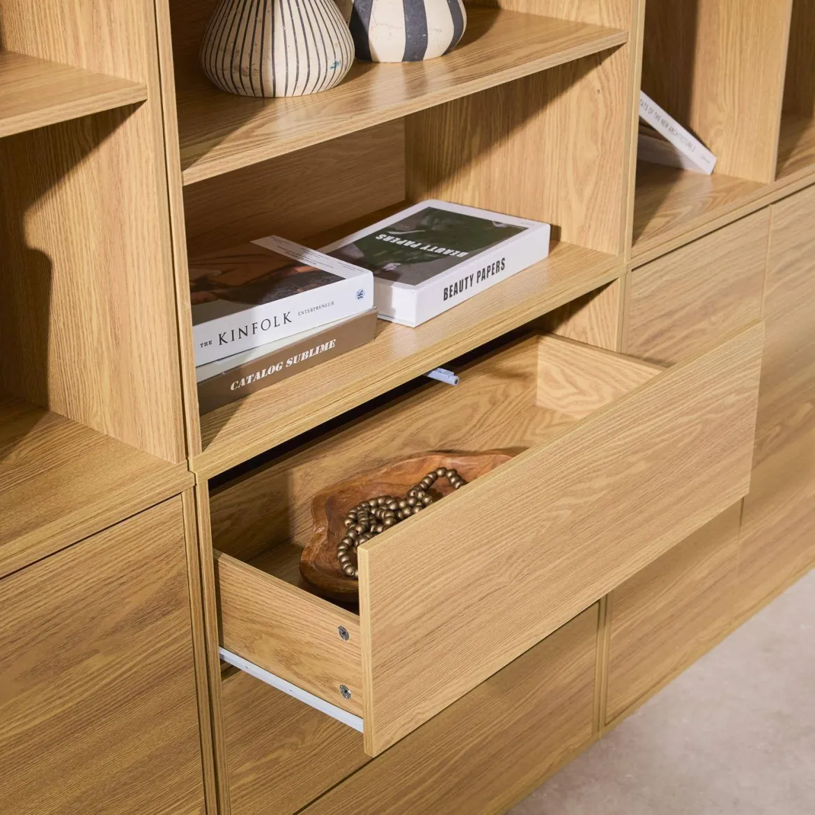 Libreria modulabile decorazione legno 9 elementi