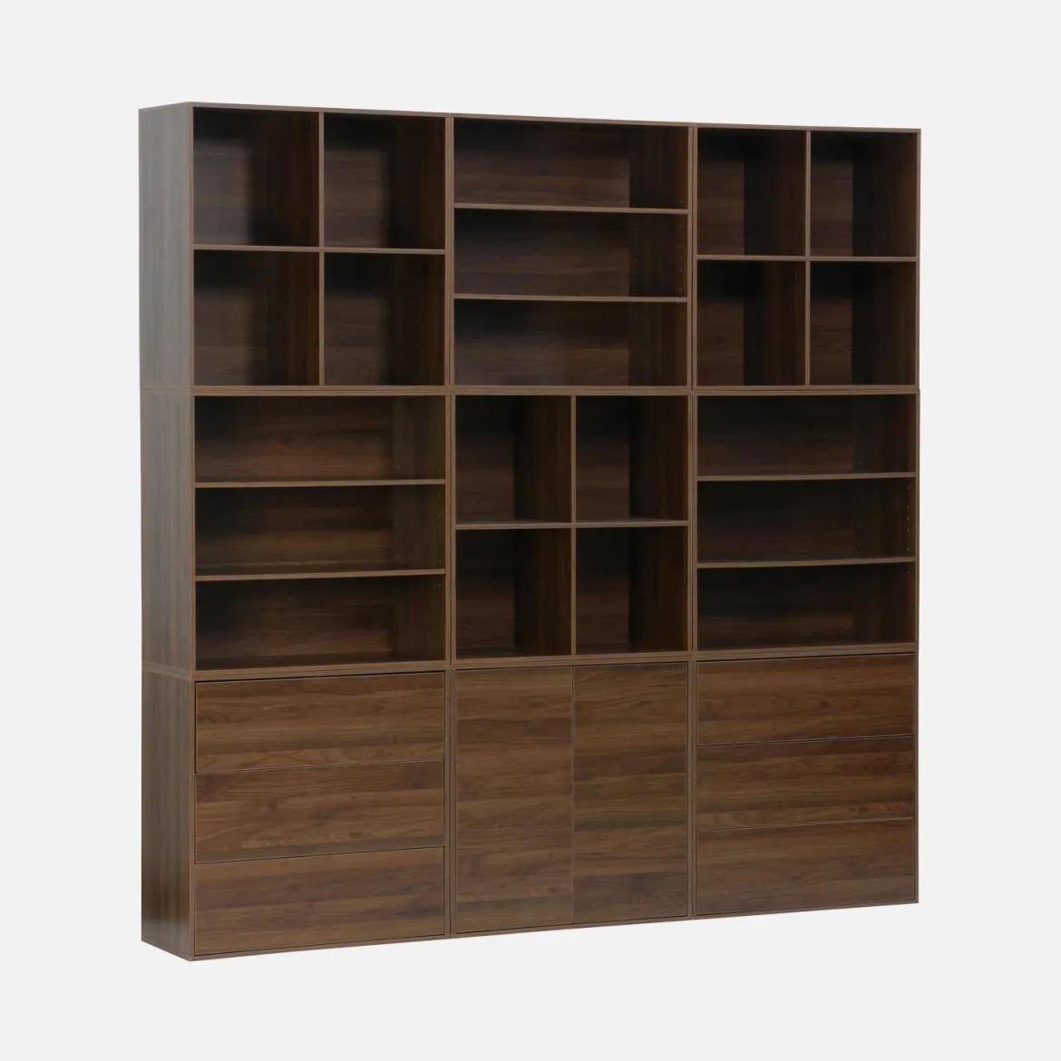 Libreria modulare decorativa in legno con 9 elementi