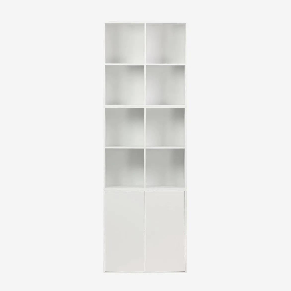 Libreria modulare in legno a 2 ripiani, 4 vani