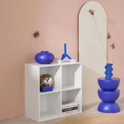 Libreria modulare in legno a 2 ripiani, 4 vani