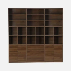 Libreria modulare in legno a 2 ripiani, 4 vani