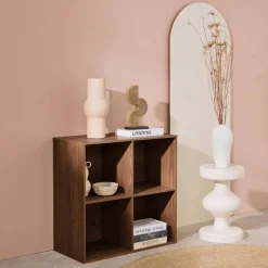 Libreria modulare in legno a 2 ripiani, 4 vani