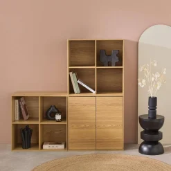 Libreria modulare in legno 3 elementi, 2 ante 8 vani