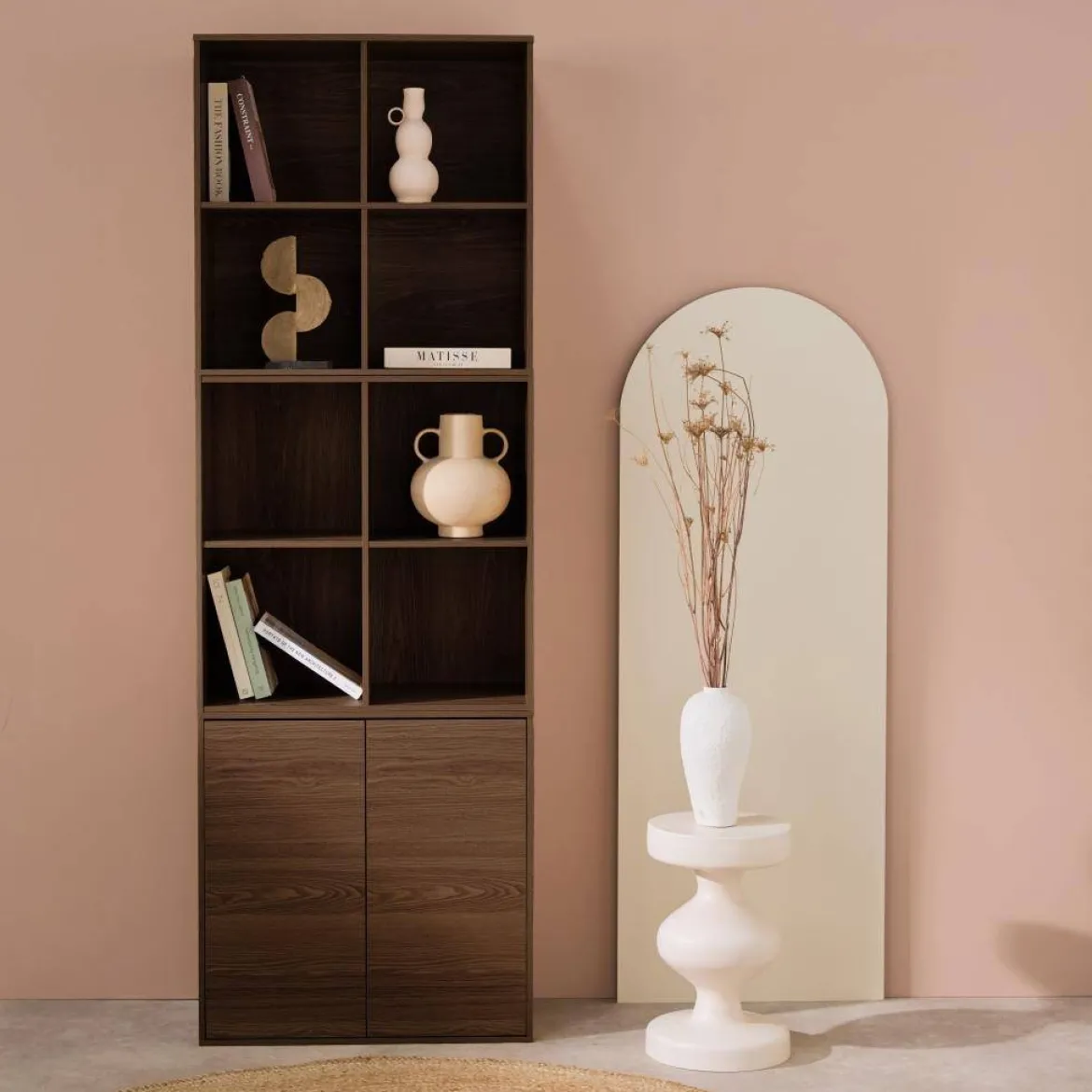 Libreria modulare in legno 3 elementi, 2 ante 8 vani