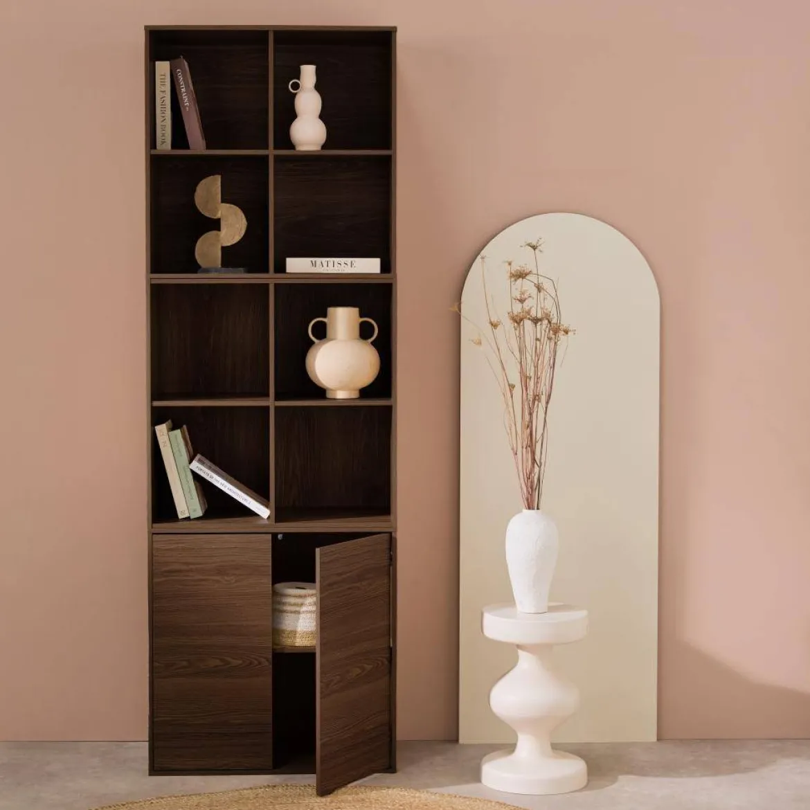 Libreria modulare in legno 3 elementi, 2 ante 8 vani