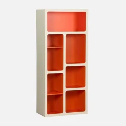 Libreria organica in legno bicolore con 8 scomparti