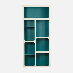 Libreria organica in legno bicolore con 8 scomparti