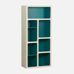 Libreria organica in legno bicolore con 8 scomparti