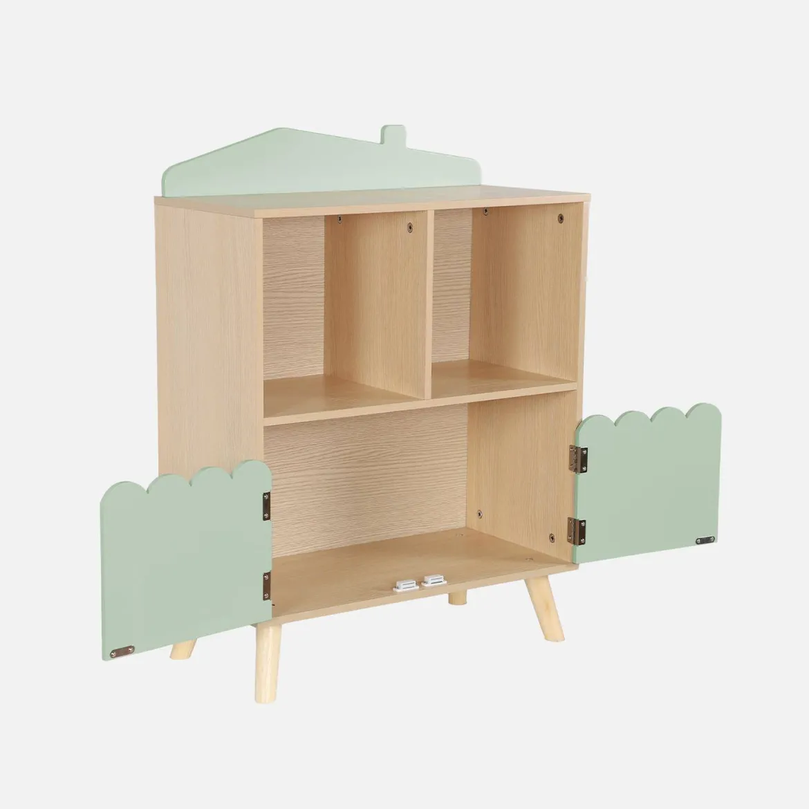 Libreria per bambini a 2 ripiani e 2 ante