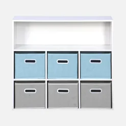Libreria per bambini con 6 cestini in velluto