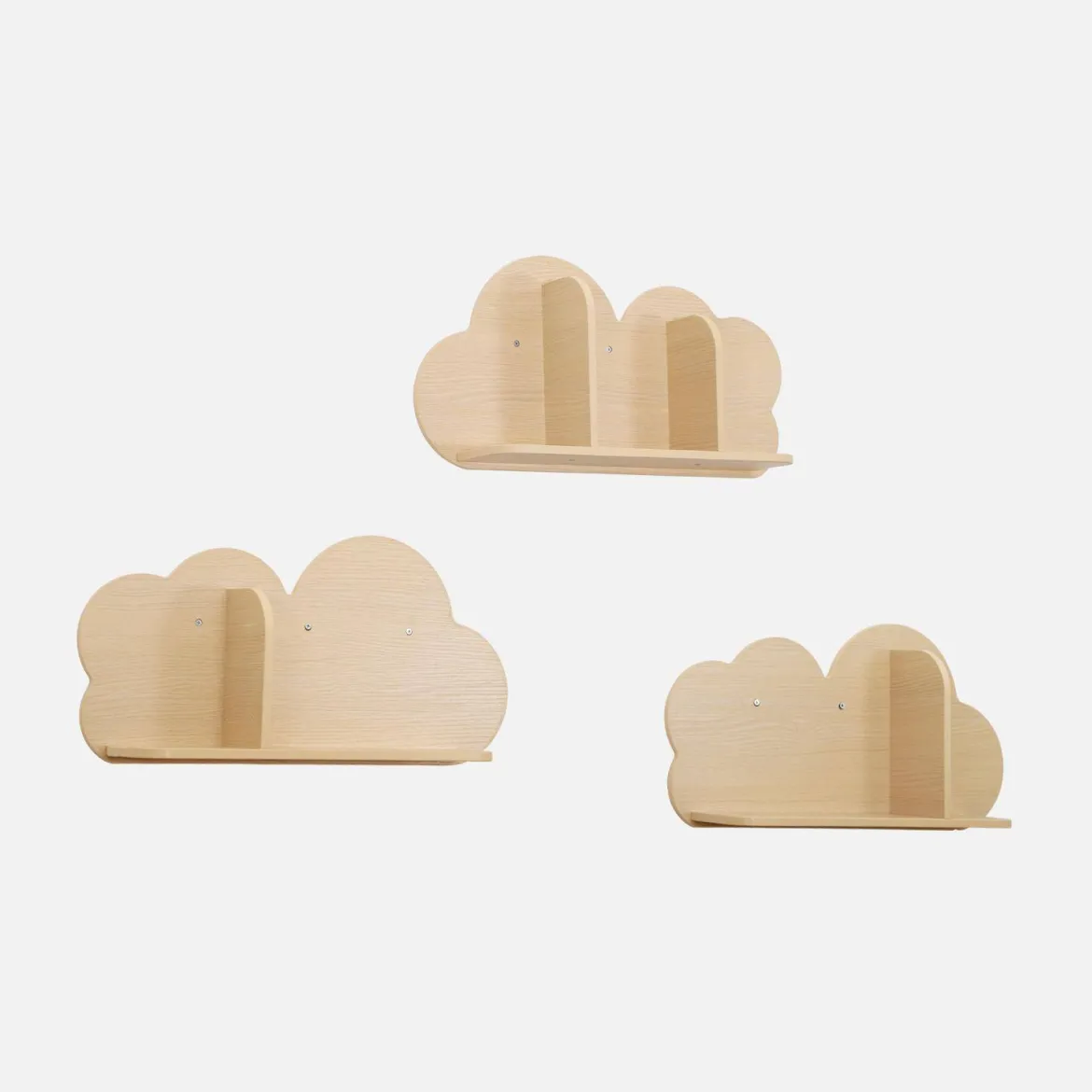 Mensole da parete nuvole per la cameretta dei bambini, set di 3