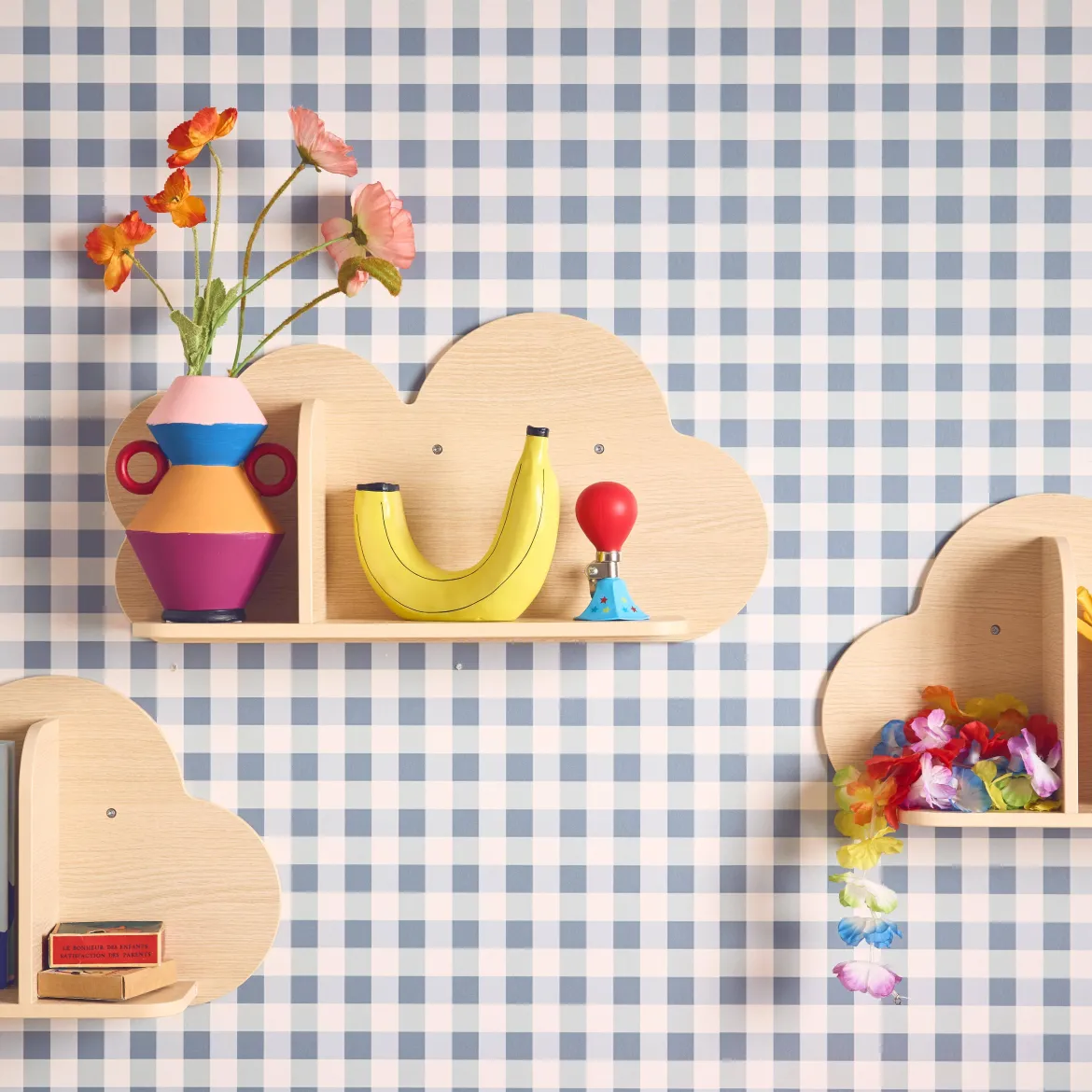 Mensole da parete nuvole per la cameretta dei bambini, set di 3