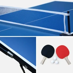Mini tavolo da ping pong per interni pieghevole con 4 racchette e 6 palline, 150cm