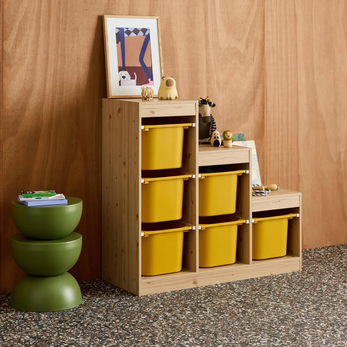 Mobile contenitore per bambini a scala con 6 contenitori