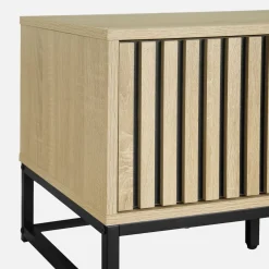 Mobile TV a 2 ante in legno scanalato e metallo nero, 120cm