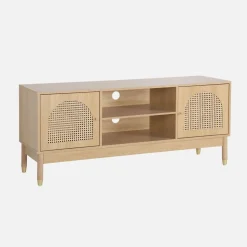 Mobile TV decorazione legno e canna 2 ante 140cm