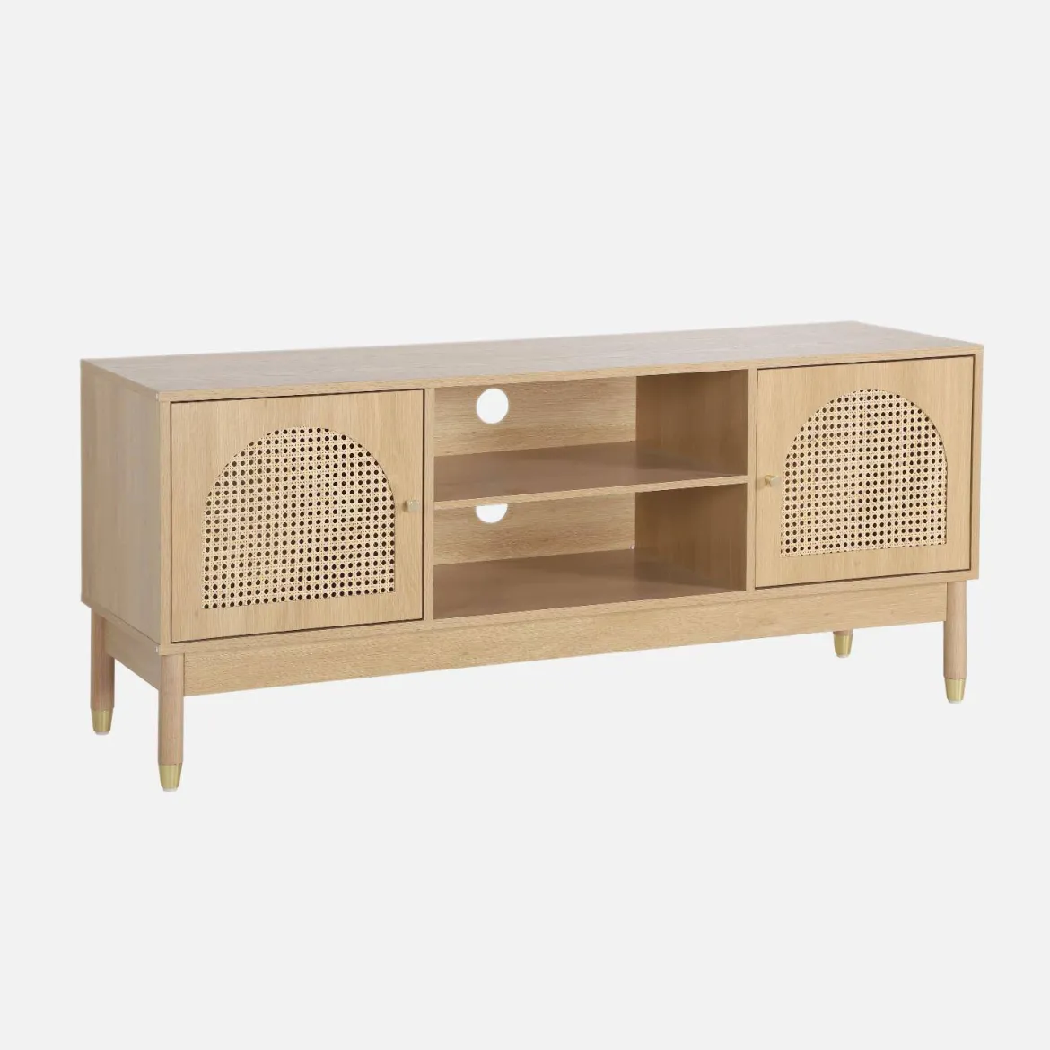 Mobile TV decorazione legno e canna 2 ante 140cm