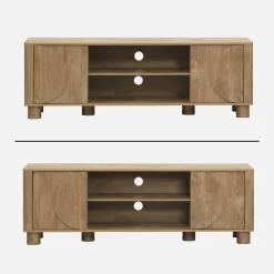 Mobile TV esotico effetto legno di mango 2 ante reversibili, 155cm