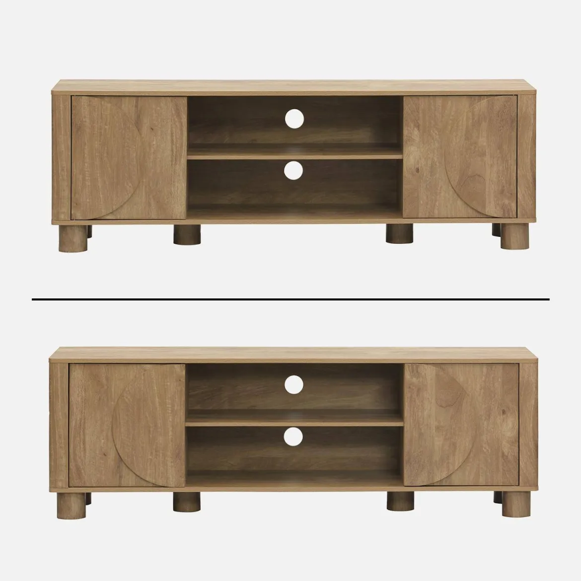 Mobile TV esotico effetto legno di mango 2 ante reversibili, 155cm