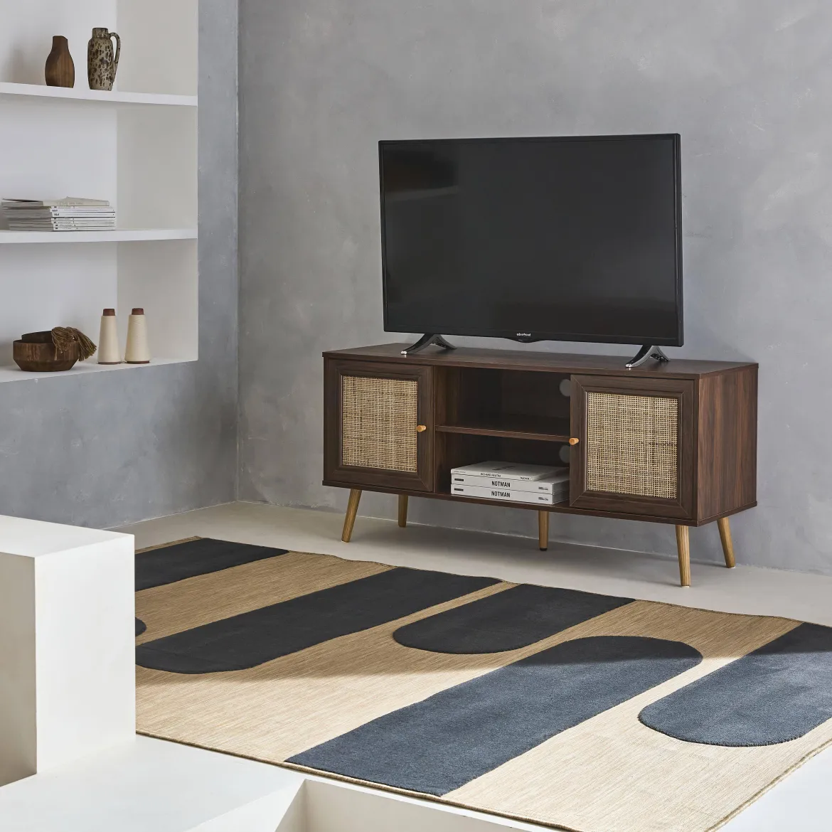 Mobile TV in cannage 2 livelli, 120cm