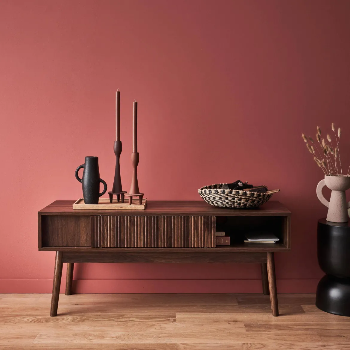 Mobile TV scandinavo a 2 ante effetto legno, 115cm