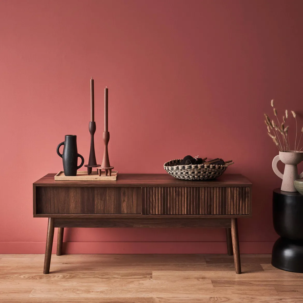 Mobile TV scandinavo a 2 ante effetto legno, 115cm