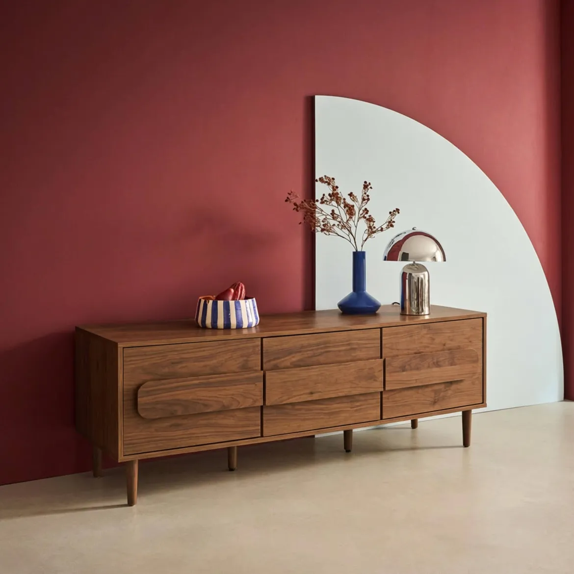 Mobile TV vintage effetto legno 3 ante 150cm