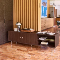 Mobile TV vintage in legno e acciaio inossidabile 2 ante, 180cm