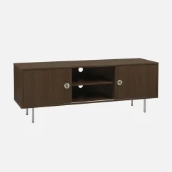 Mobile TV vintage in legno e acciaio inossidabile a 2 ante, 140cm