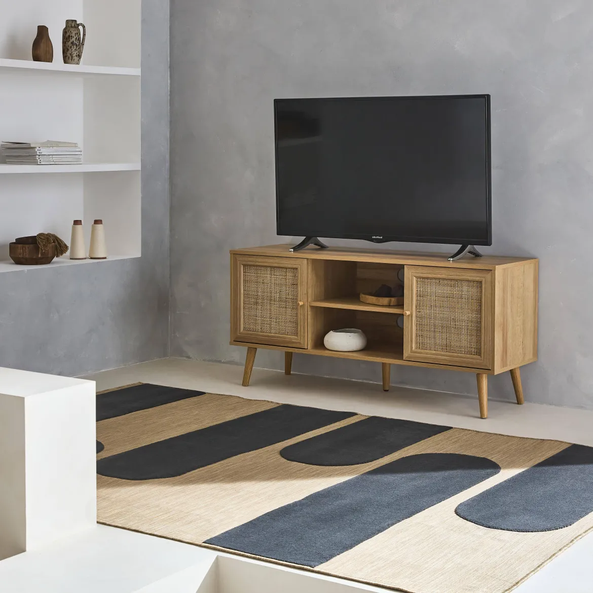 Mobile TV in cannage 2 livelli, 120cm