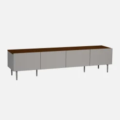 Mobile TV in metallo e decorazione in legno 4 ante, 180cm