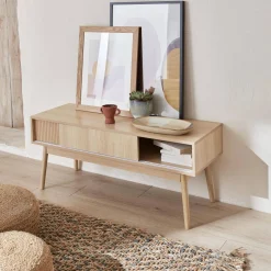 Mobile TV scandinavo a 2 ante effetto legno, 115cm