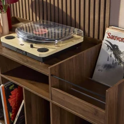 Mobili per vinili XL vintage effetto legno scuro, 130cm