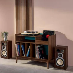 Mobili vintage per vinili effetto legno bicolore