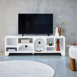 Mobilie TV organico effetto legno bianco, 160cm