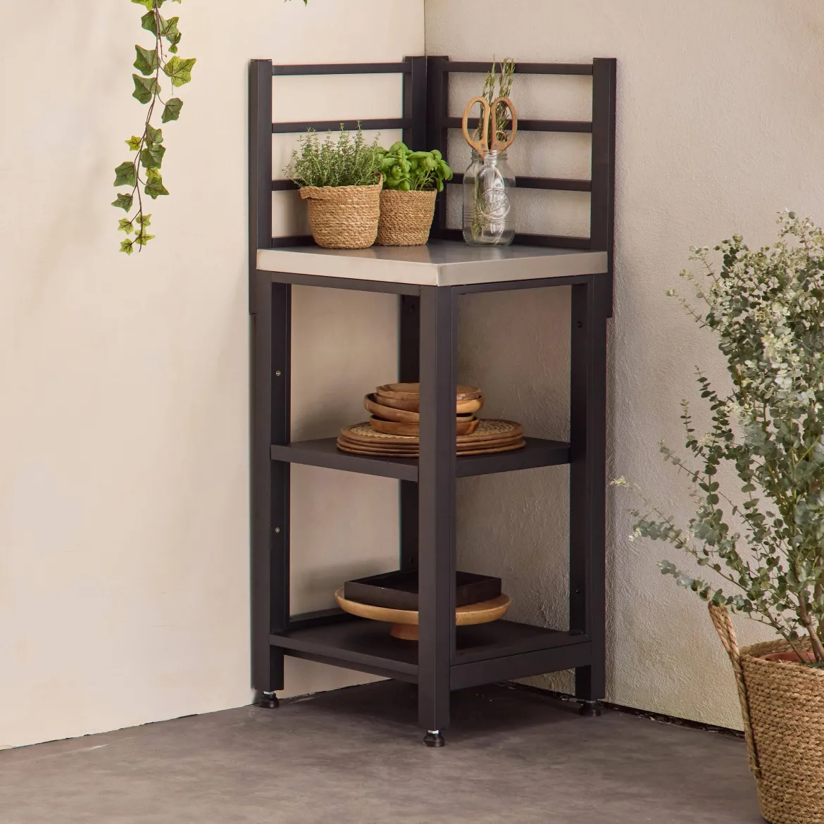 Modulo cucina da esterno in acciaio 2 ripiani, 48.5cm