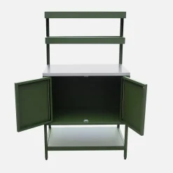 Modulo cucina da esterno in acciaio con 2 ripiani sospesi e 2 ante, 80cm