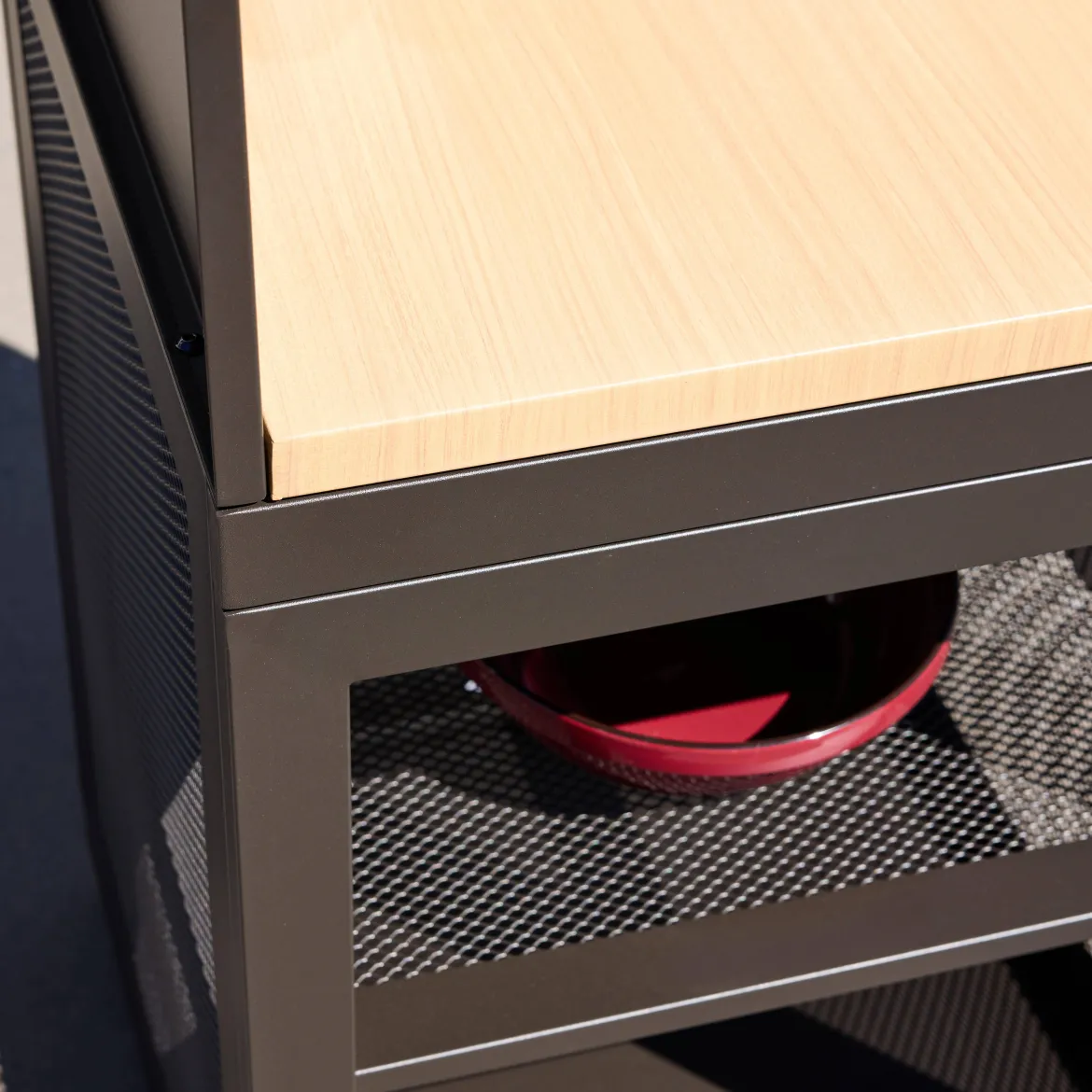Modulo cucina da esterno in acciaio e decorazione in legno 1 ripiano, 60cm
