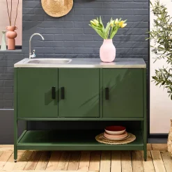 Modulo cucina da esterno in acciaio con lavandino, 120cm