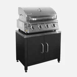 Modulo cucina da esterno in acciaio con barbecue a gas a 4 bruciatori, 80cm