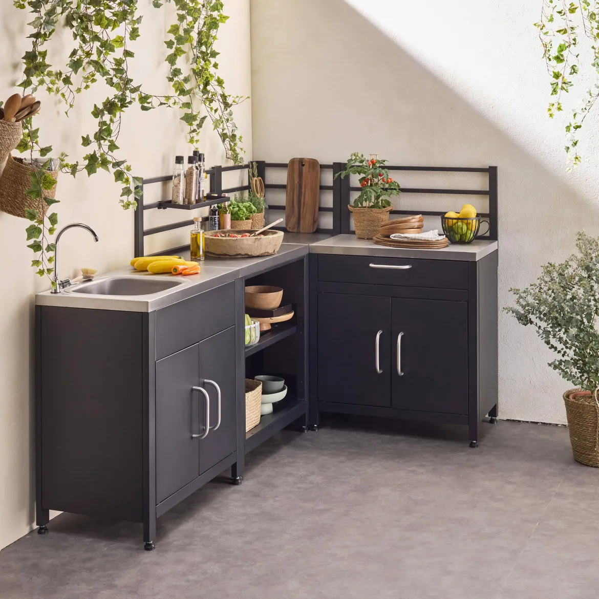 Modulo cucina da esterno in acciaio, 4 moduli