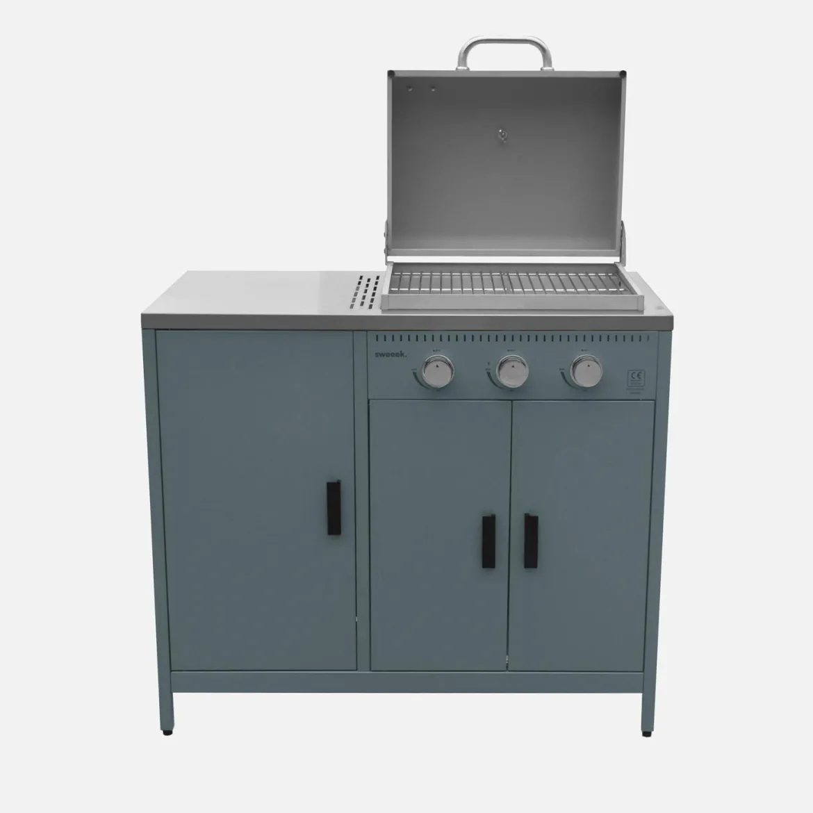 Modulo cucina da esterno con barbecue a gas a 3 bruciatori, 2 moduli