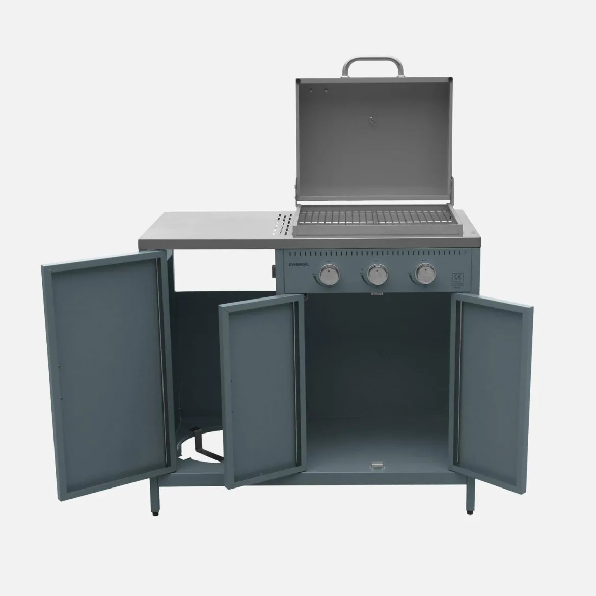 Modulo cucina da esterno con barbecue a gas a 3 bruciatori, 2 moduli