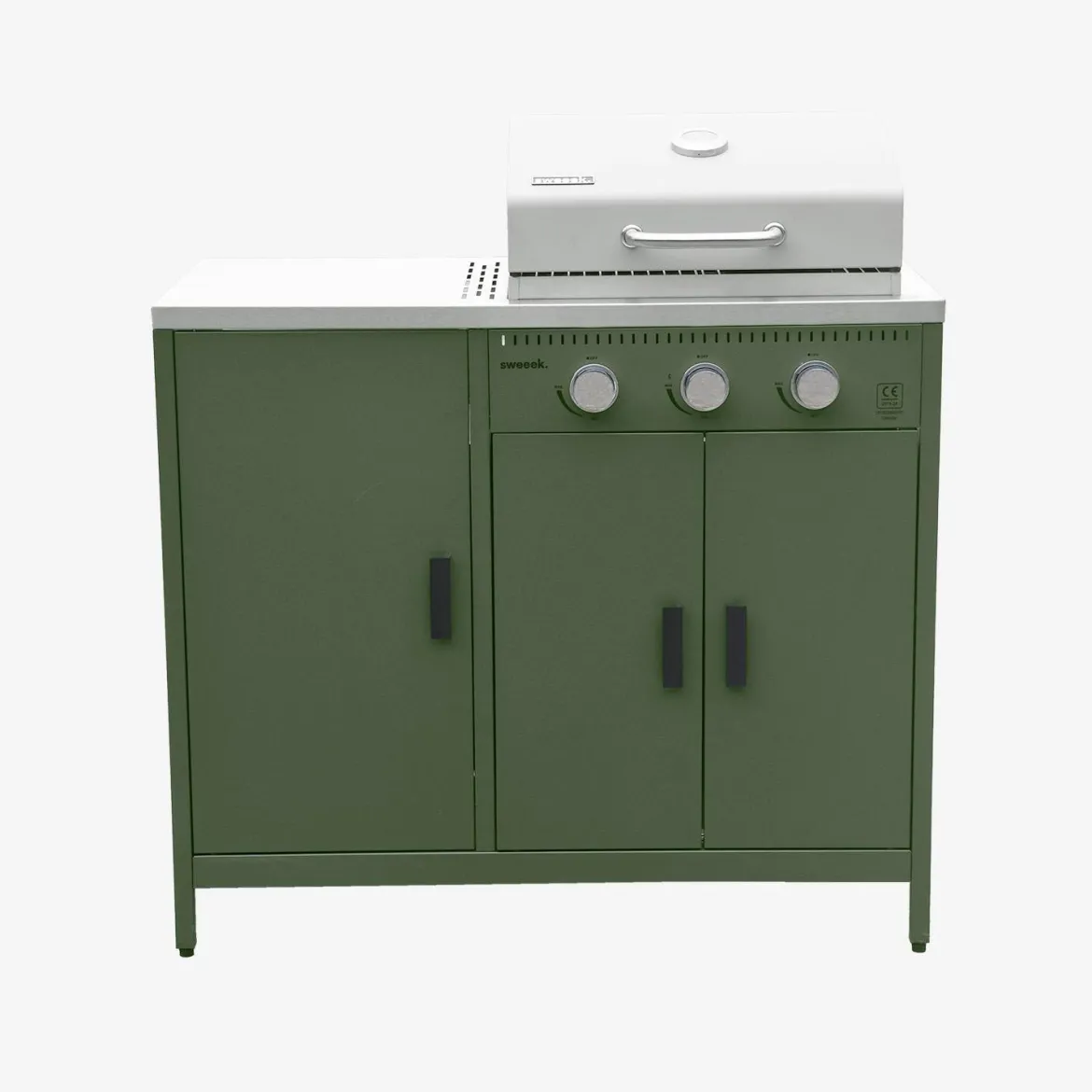 Modulo cucina da esterno con barbecue a gas a 3 bruciatori, 5 moduli