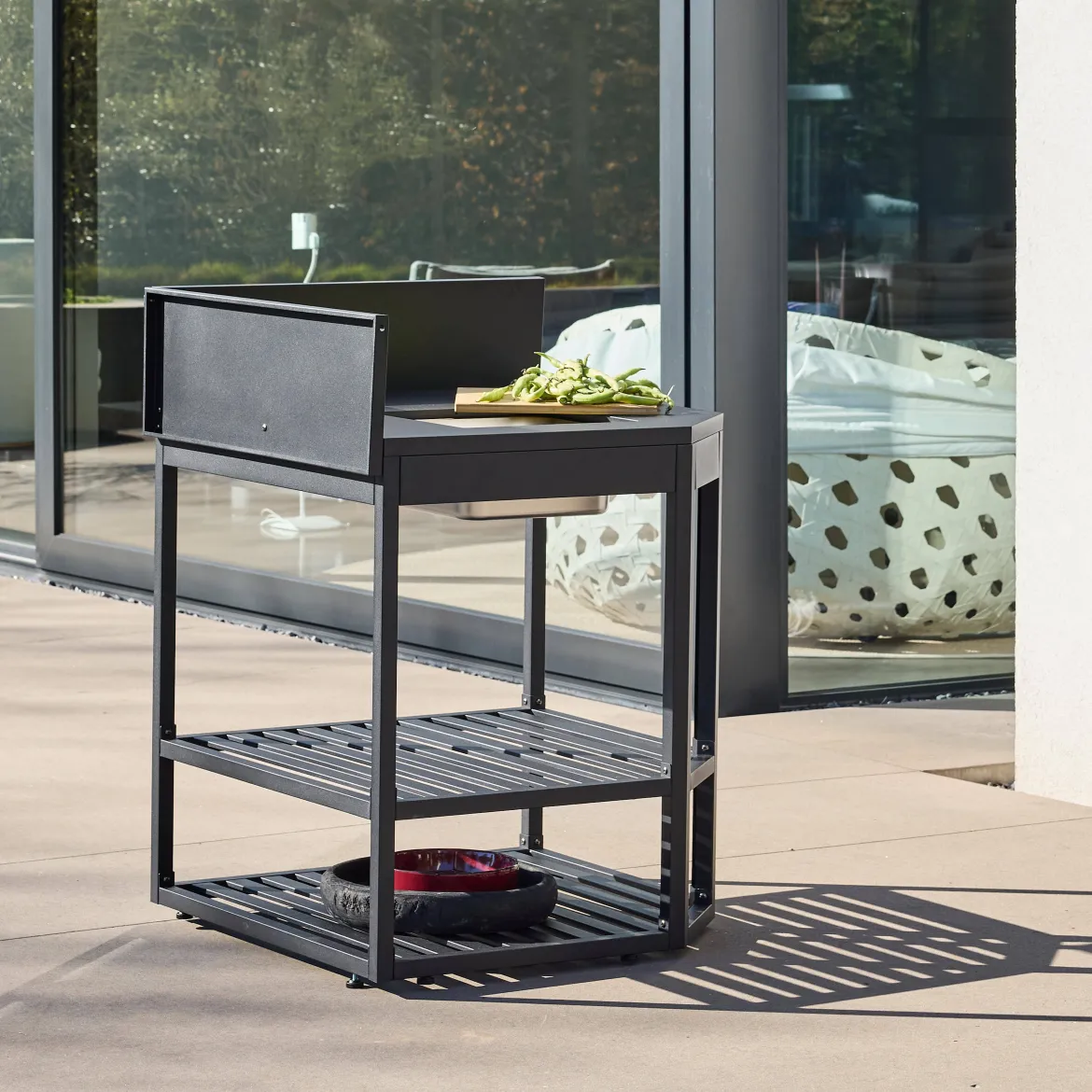 Modulo cucina da esterno in acciaio con accessori, 80cm