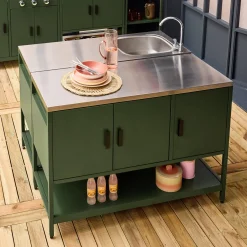 Modulo cucina da esterno a isola in acciaio, 2 moduli