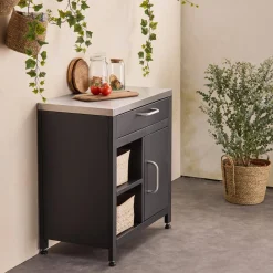 Modulo cucina da esterno in acciaio con 1 cassetto e 1 anta, 80cm