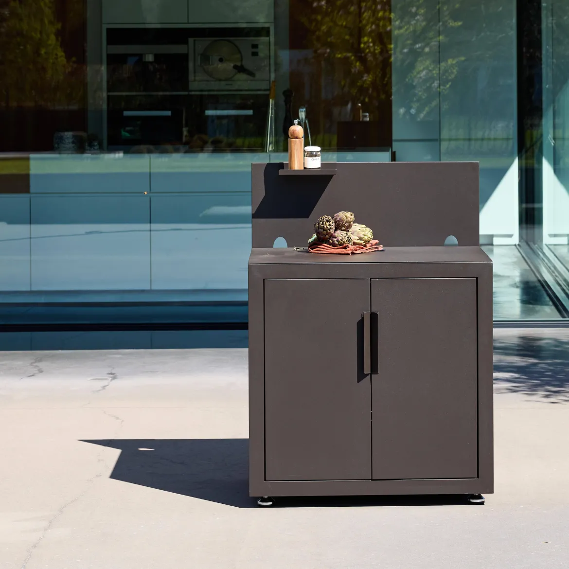 Modulo cucina da esterno in acciaio 2 porte 1 gancio, 80cm