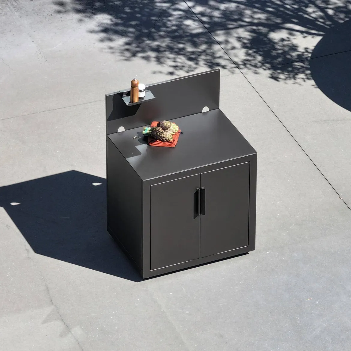 Modulo cucina da esterno in acciaio 2 porte 1 gancio, 80cm