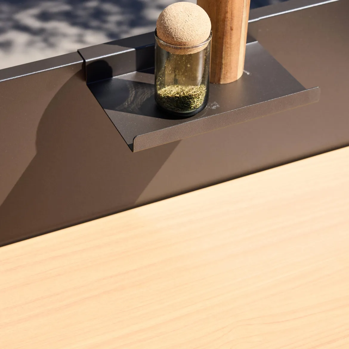 Modulo cucina da esterno acciaio e decorazione legno 1 ripiano, 80cm